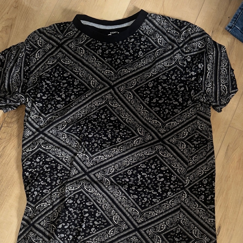 Eighty Eight Black and White Paisley Men's Tee